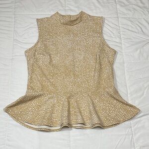 Banana Republic Beige Patterned Sleeveless Blouse